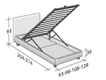 Размеры кровати Flou Notturno с откидным основанием