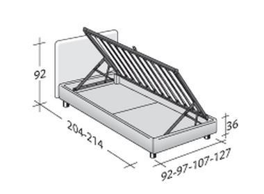 Размеры кровати Flou Notturno с откидным набок основанием