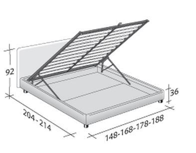 Размеры кровати Flou Notturno с откидным основанием
