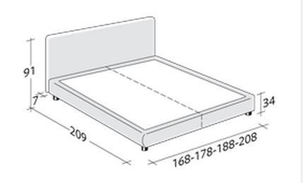 Размеры кровати Flou Notturno с основанием "комфорт"