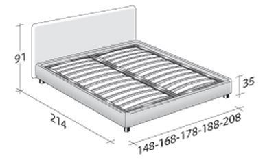 Размеры кровати Flou Notturno с ортопедическим основанием