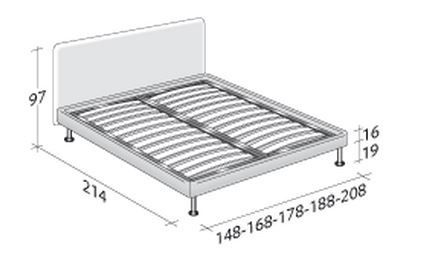 Размеры кровати Flou Notturno на высоких ножках
