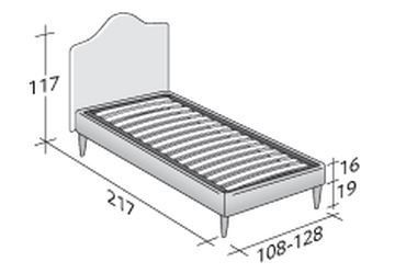 Размеры односпальной кровати Flou Peonia  на высоких ножках