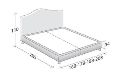 Размеры двуспальной кровати Flou Peonia c основанием "комфорт"
