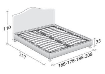 Размеры двуспальной кровати Flou Peonia c фиксированым ортопедическим основанием
