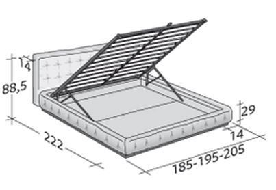 Размеры кровати Flou Pinch  с откидным основанием
