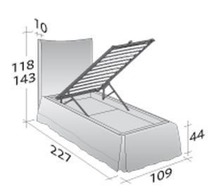 Размеры кровати Flou Plaza с откидным основанием