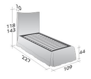 Размеры кровати Flou Plaza с фиксированным основанием