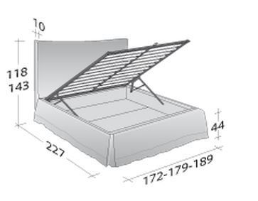 Размеры кровати Flou Plaza с откидным основанием