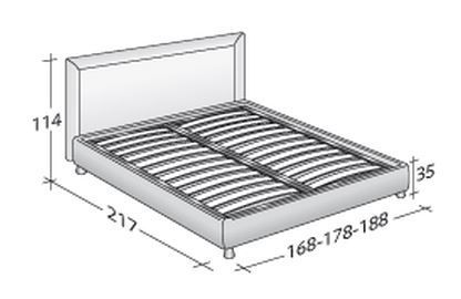 Размеры кровати Flou Pochette с фиксированным основанием