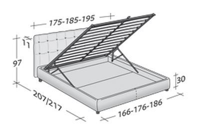 Размеры кровати Flou Relais с откидным основанием