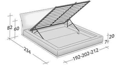 Размеры кровати Flou Sailor c подъемным основанием