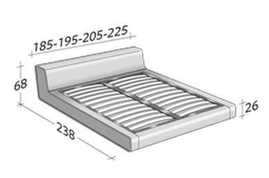 Размеры кровати Flou Sama c фиксированным основанием