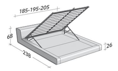 Размеры кровати Flou Sama c откидным основанием