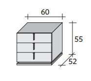 Размеры комода Flou Ari с тремя ящиками