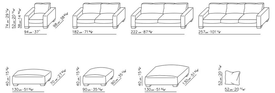  Трехместный диван из кожи FlexForm Status 02