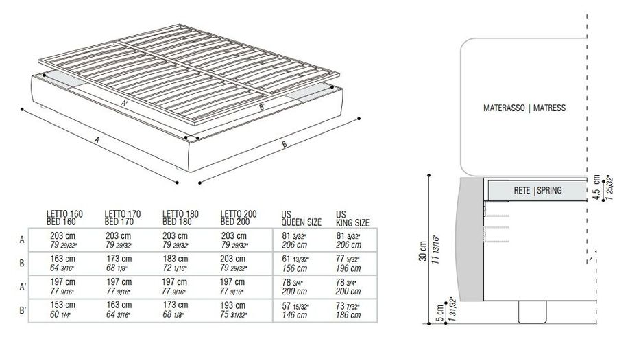 Двухспальная кровать FlexForm Groundpiece Slim