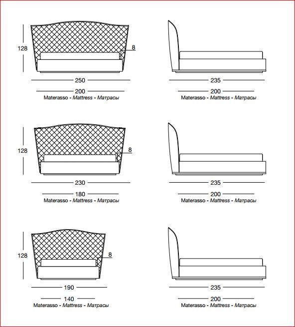 Кровать с мягким изголовьем Longhi Grace bed