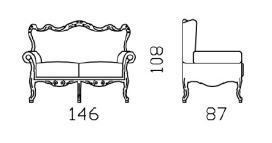 Габариты двухместного дивана DV Home Gossip