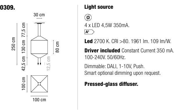 Подвесной светильник Vibia Wireflow 0309