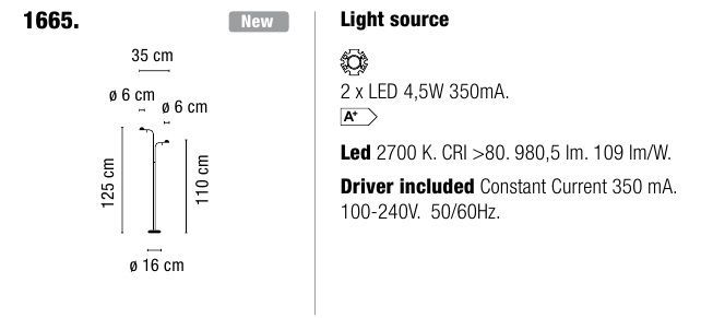 Напольный светильник Vibia Pin 1665