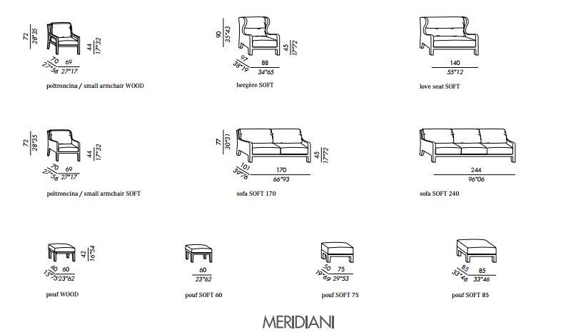  Современное кресло Meridiani Bergere soft