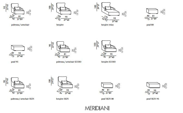 Кожаное кресло Meridiani Liu Skin
