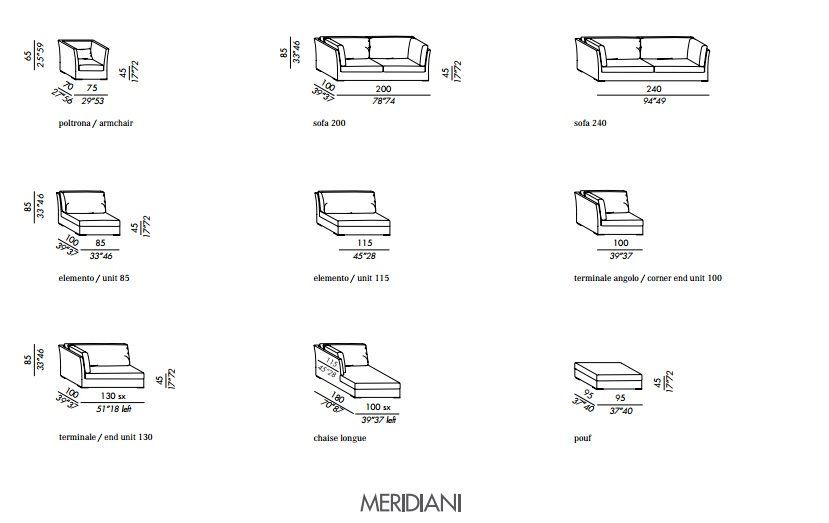 Белое кресло Meridiani James Slim