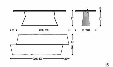 Габаритное изображение Bedrock Plank B.

Общая длина стола после сборки будет на 30 см больше указанного ранее размера.

