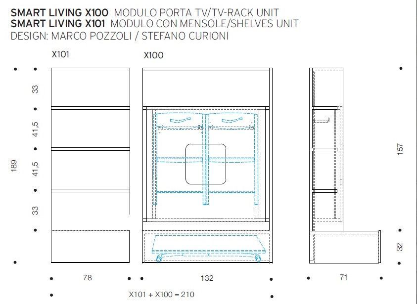 Современная стойка для ТВ Ozzio X100 Smart Living