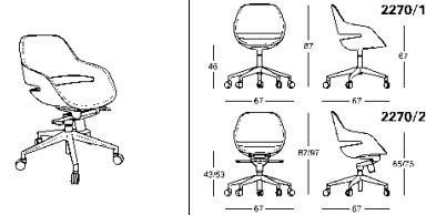 Стул на колесиках Zanotta Eva 2270