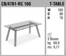Стеклянный стол Connubia T-Table CB/4781-RC 160