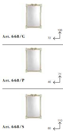 Элегантное зеркало Chelini Fsrc 668/G, 668/P, 668/S
