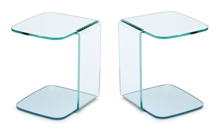 Оригинальный придиванный столик из стекла SovetItalia Shell clear/colour