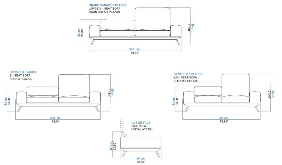 Кожаный диван с гибкой спинкой Roche Bobois Solale