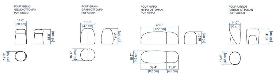 Продолговатый пуф Roche Bobois Hippo