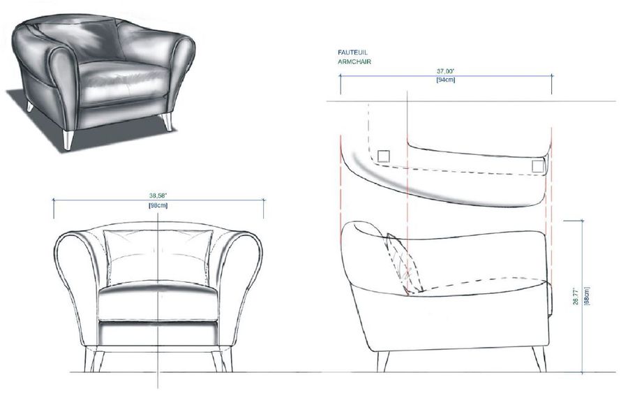 Изящное кожаное кресло Roche Bobois Rotonde