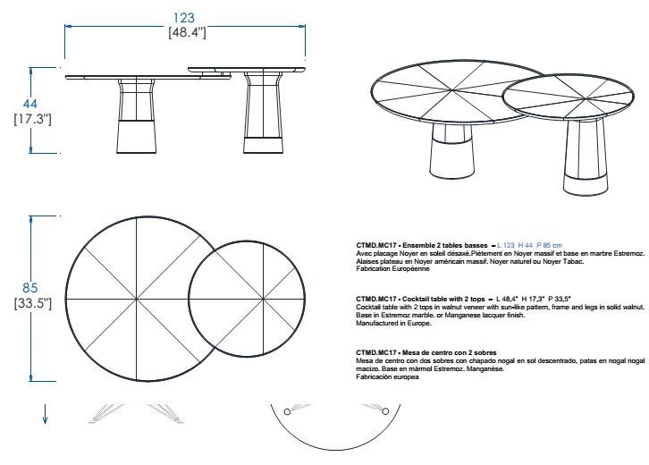 Коктейльный стол с двумя столешницами Roche Bobois Colorado Set