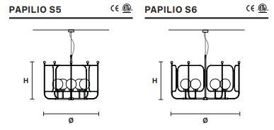 Подвесной светильник Masiero Papilio S5, S6