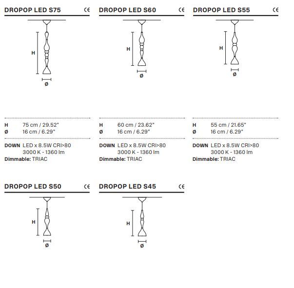 Светильник Masiero Dropop S45, S50, S55, S60, S75