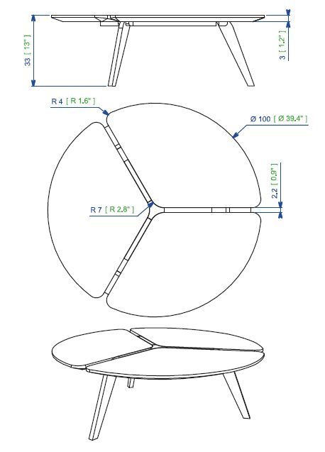 Круглый стол на трех ножках Roche Bobois Flying flower