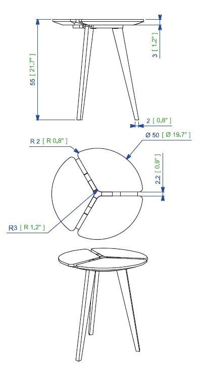 Круглый стол на трех ножках Roche Bobois Flying flower