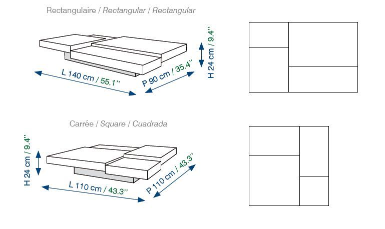 Кубический журнальный стол Roche Bobois Decalo