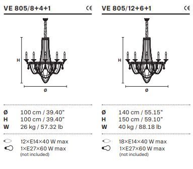 Классическая люстра Masiero Impero & Deco VE 805