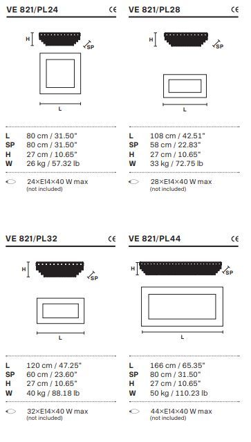 Квадратный или прямоугольный светильник Masiero Impero & Deco VE 821 PL24