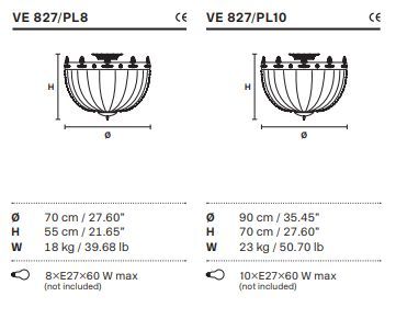 Потолочный светильник Masiero Impero & Deco VE 827 PL8, PL10