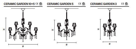 Люстра с абажуром Masiero Ceramic Garden 3, 5, 10+5