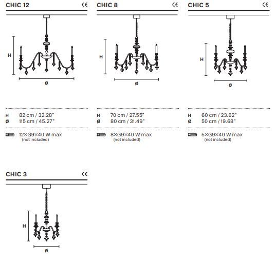 Подвесная люстра Masiero Chic 3, 5, 8, 12