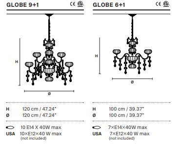 Стильная люстра Masiero Globe 6+1, 9+1