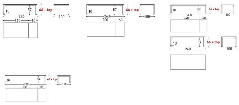 Раздвижной стол Varaschin Dolmen Low 1820L, 1821L, 1823L, 1822L, 1824L